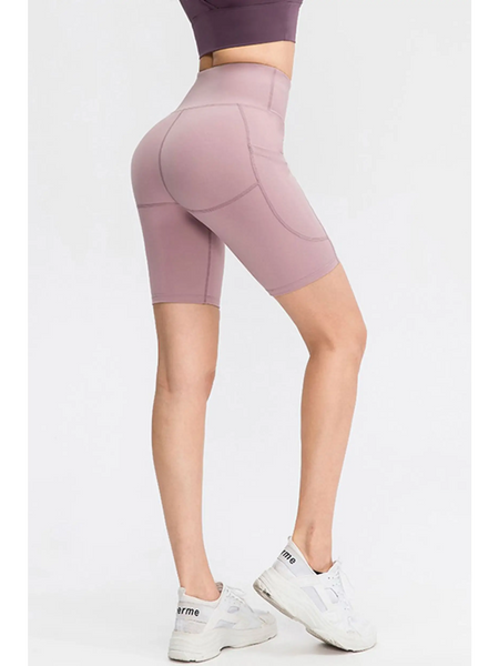 Babe Beachwear women's sports shorts with pockets in mauve stretch fabric for activewear