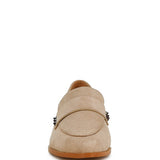 Rag Company women's studded suede loafers in beige with decorative studs and brown sole
