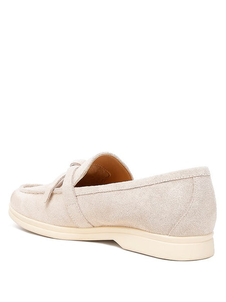 Rag Company women's suede loafers in beige with soft texture and comfortable sole