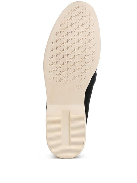 Sole view of Rag Company women's suede loafers showing beige textured non-slip outsole
