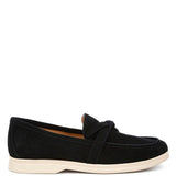 Rag Company black women's suede loafers with white sole and casual slip-on design