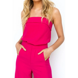 Trendsi women's tube top and pants set in bright pink with pockets and sleeveless design