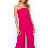Trendsi women's tube top and pants set in vibrant pink with strapless top and wide-leg pants