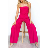 Trendsi women's tube top and pants set in bright pink with wide-leg pants and strapless top
