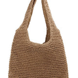 Babe Beachwaer woven boho summer bag in natural straw with wide handles and spacious design