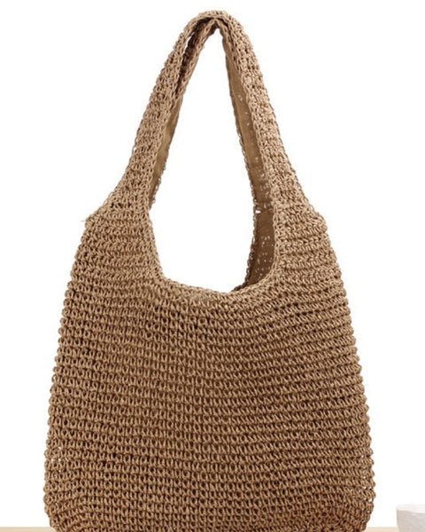 Babe Beachwaer woven boho summer bag in natural straw with wide handles and spacious design