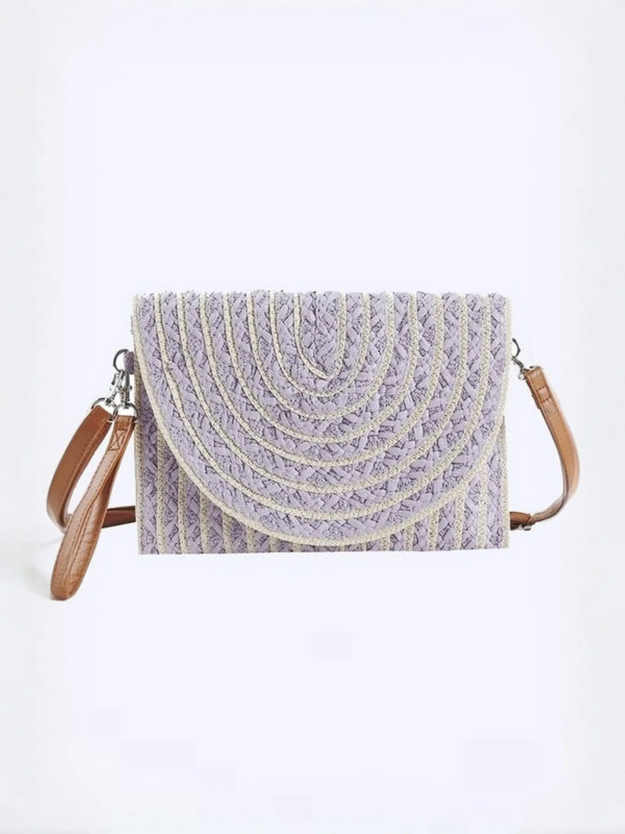Babe Beachwear lavender textured bag with brown strap perfect resort wear accessories for women