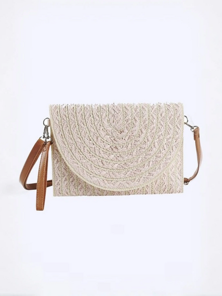 Babe Beachwear beige woven bag with brown strap stylish resort wear accessories for women