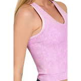 Trendsi pink ribbed sleeveless top styled as Zenana summer resort wear top